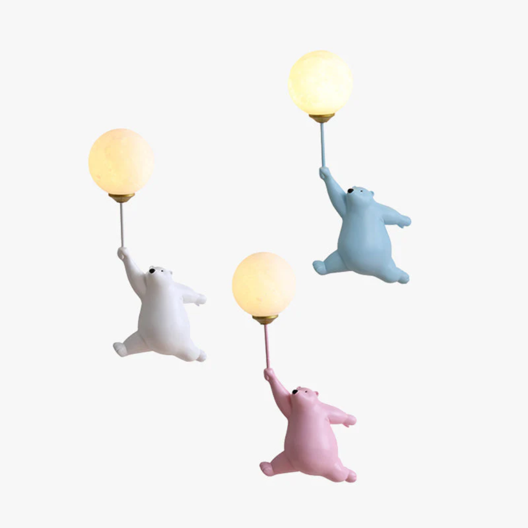 TeddyGlow bear LED wall lamp, providing a warm and inviting glow for any child's space.