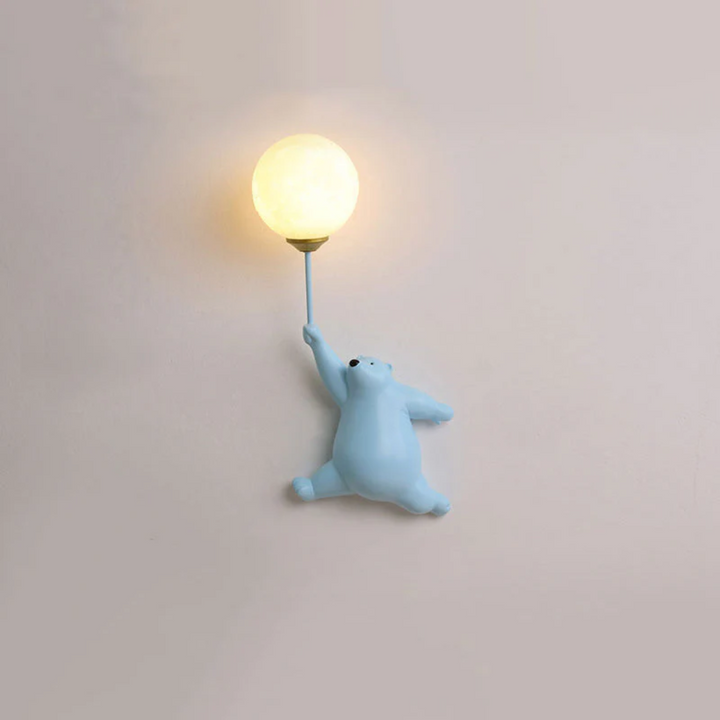 Playful bear LED wall lamp, brightens any child's bedroom or nursery with a cute design.