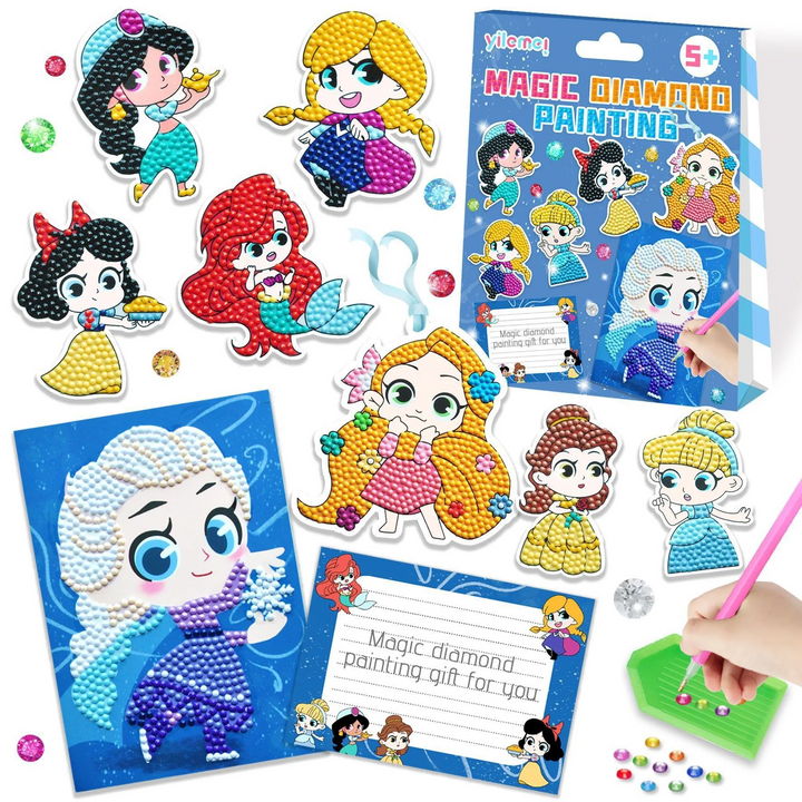 Kids' diamond art kit for enchanting creations. Perfect children's craft to develop fine motor skills & concentration.