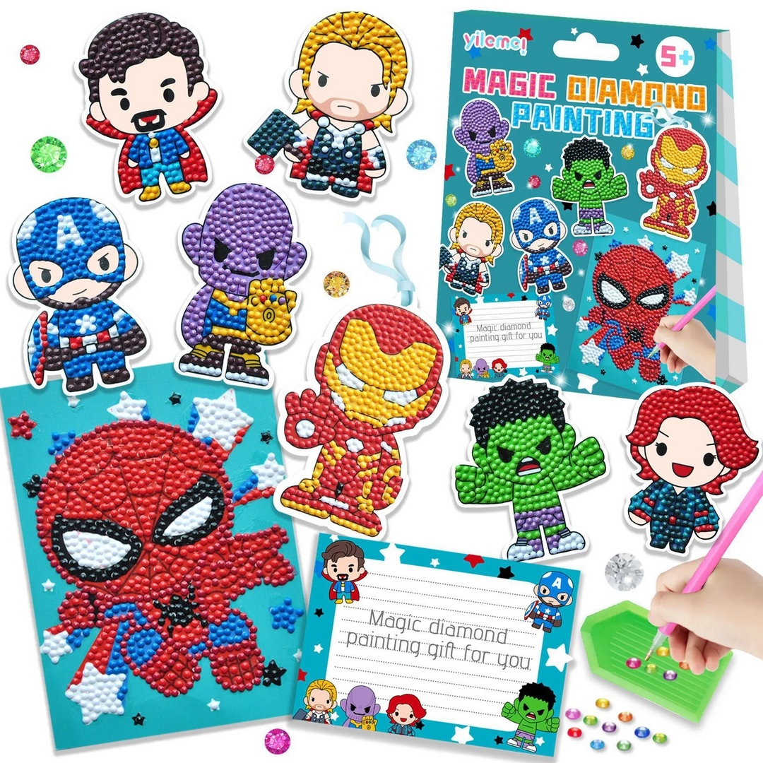 Childrens art diamond kit for concentration game, a fun and easy DIY craft project for kids of all ages.