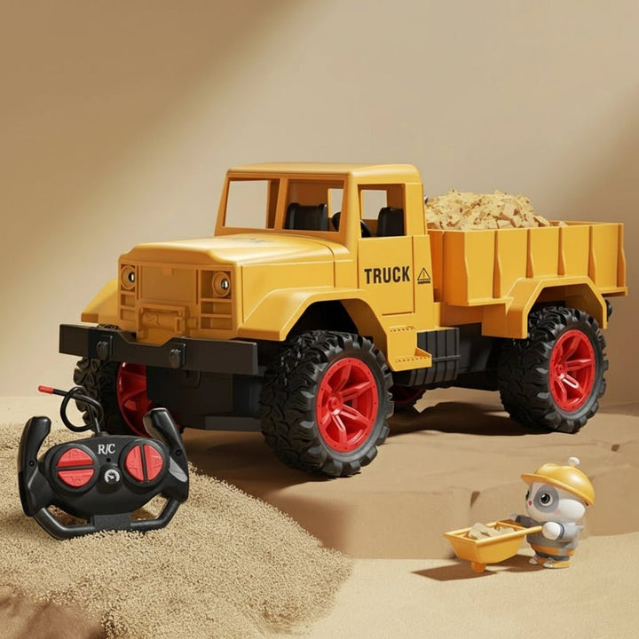 Robust metal alloy RC excavator, perfect for imaginative play, featuring bright lights & real sounds.