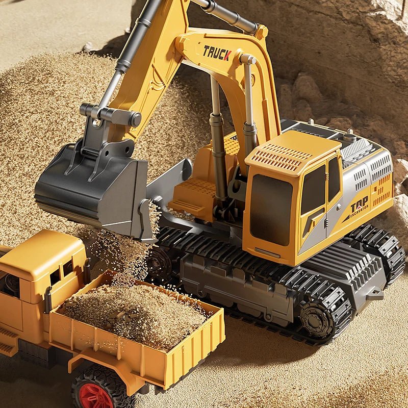 Realistic RC construction vehicle, metal alloy build, perfect kids gift, with working lights & sounds.