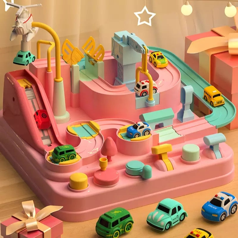 Educational car adventure toy develops kids' problem-solving, cognitive skills, and hand-eye coordination. Logic game.