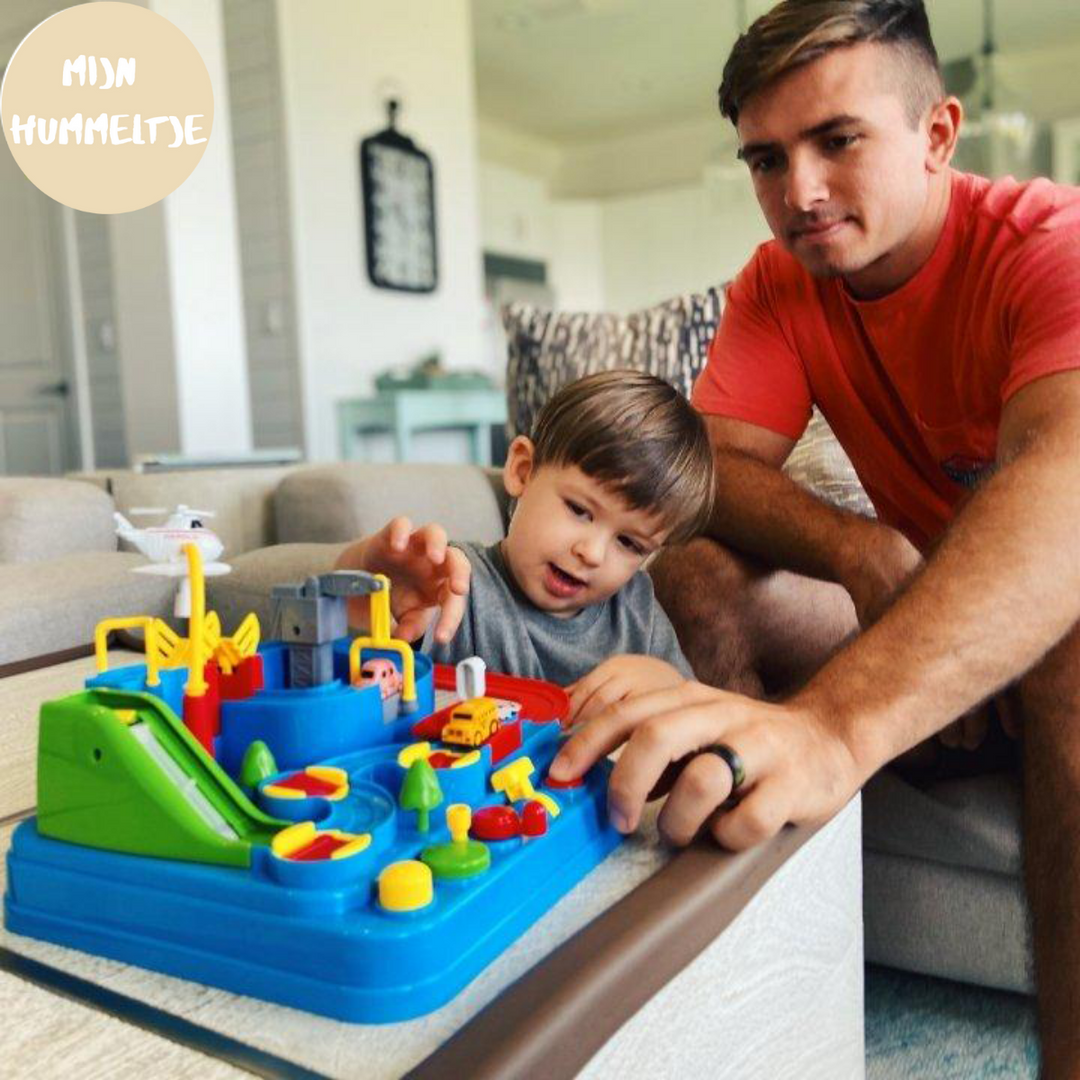 STEM educational car adventure play set, a logic game for kids to develop problem-solving & cognitive skills.