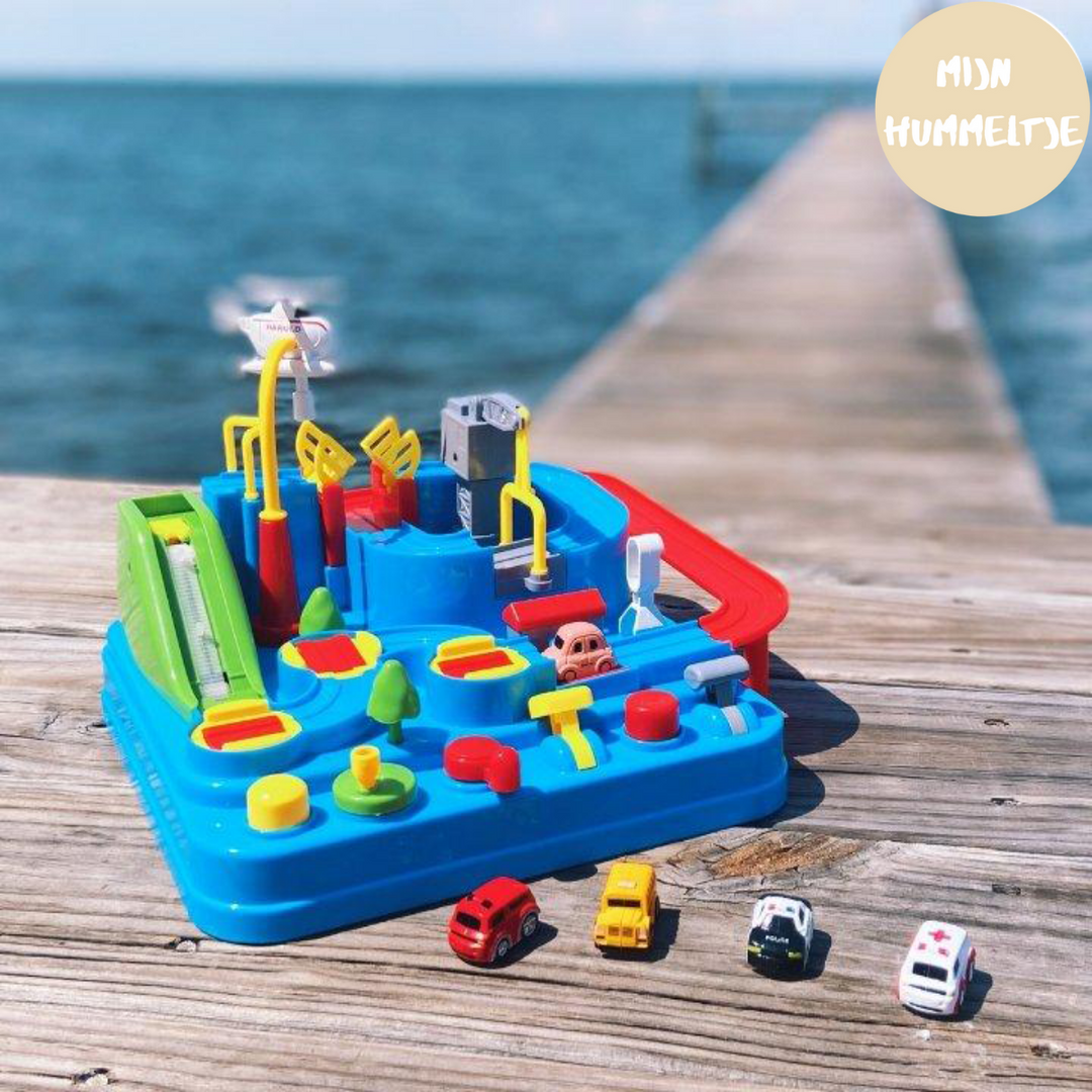 Engaging kids' car adventure play set fostering cognitive skills, problem solving & interactive fun. Sensory development.