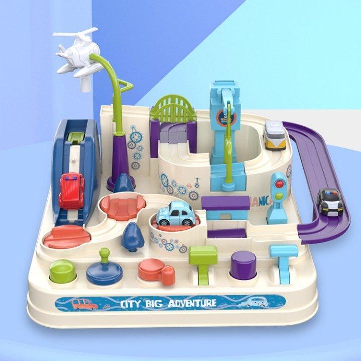 Educational car adventure, a STEM logic game for kids, promoting problem-solving & sensory development. Interactive toy.
