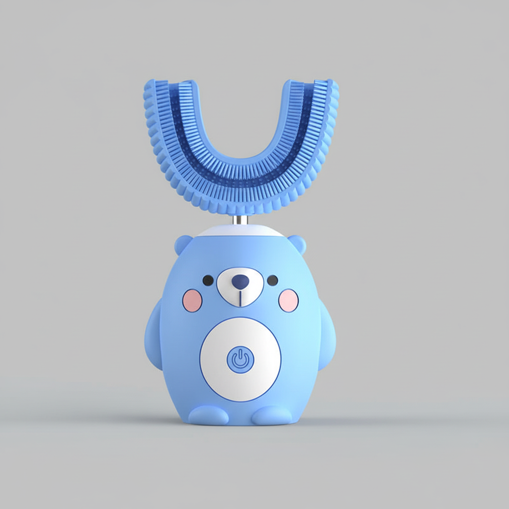 Rechargeable TinySonic electric toothbrush for kids, featuring soft silicone bristles for gentle oral hygiene.