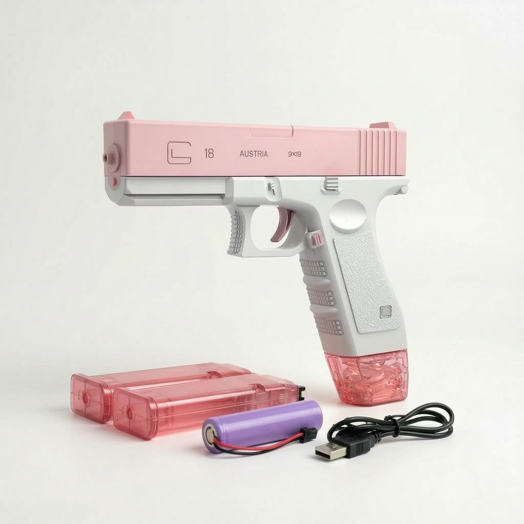 Modular electric water blaster for children, a rechargeable outdoor toy for summer fun and water play.