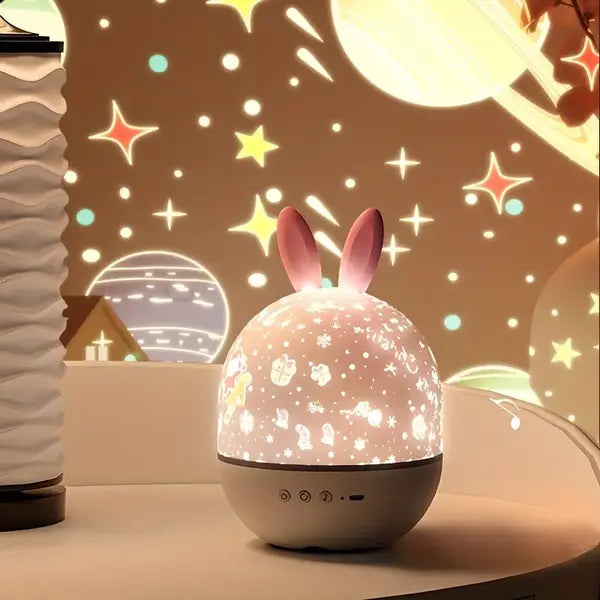 Kids' Enchanting Starry Sky Projector Night Light for calming nursery decor & sleep aid.