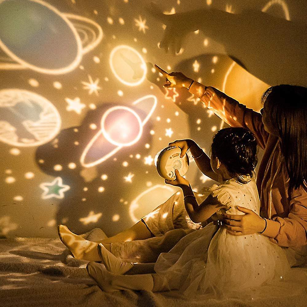Cute rabbit animal lamp starry sky projector, perfect kids' room decor & calming night light.