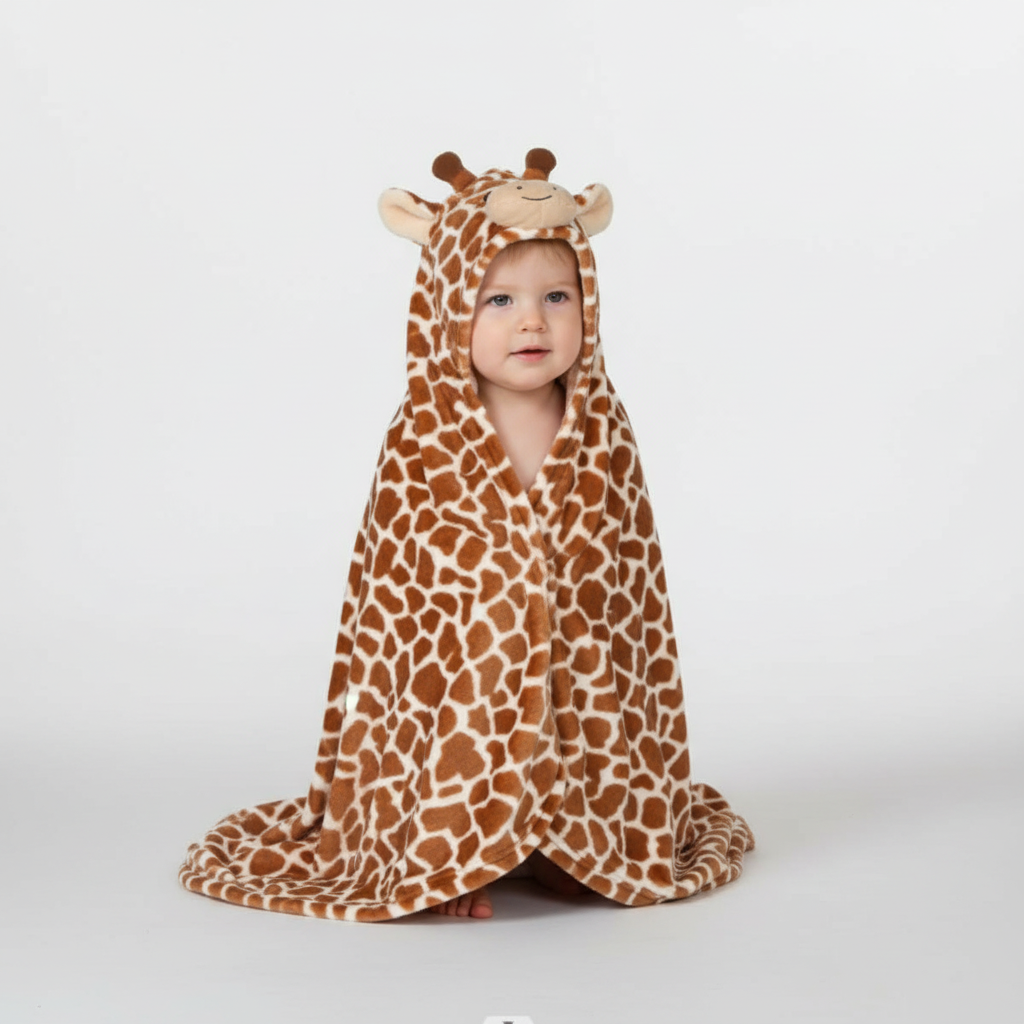 Children's shark hooded towel, grey, plush, perfect for beach & toddler bath time.