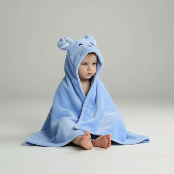 Green frog animal hooded towel for kids, quick-drying, cozy for pool or beach.
