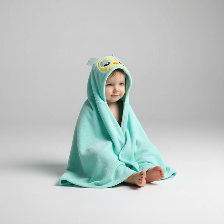 Cute bear hooded bath towel for baby, brown, extra soft and absorbent, newborn essential.