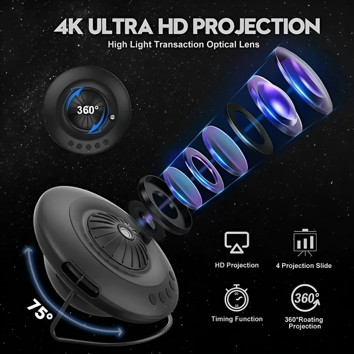 Kids' galaxy projector for starry night and planetarium effects. Perfect night light for kids room.