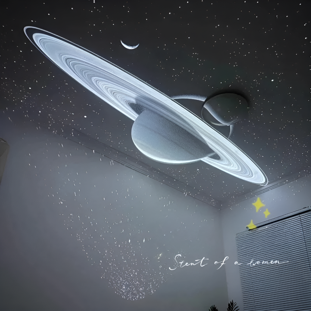Interactive kids' galaxy projector creating a starry night sky. Ideal night light for peaceful sleep.