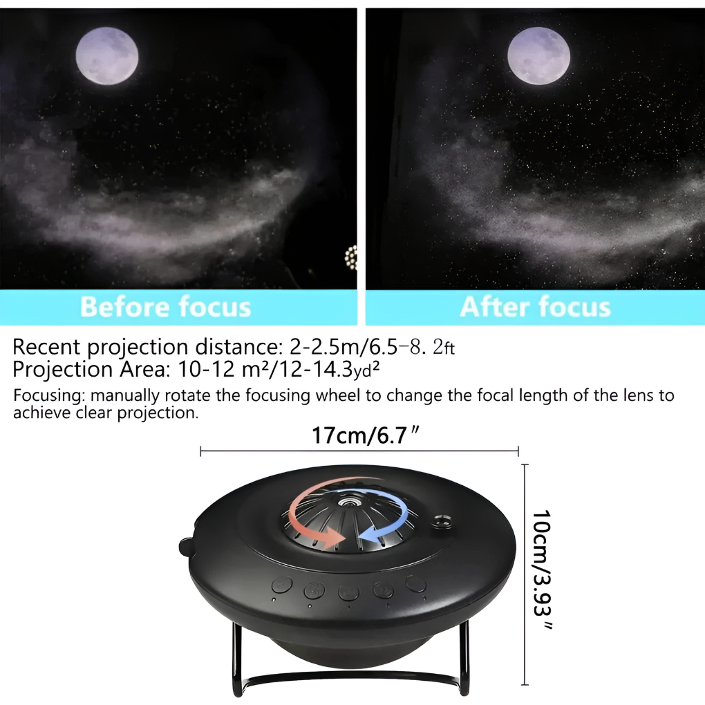 Colorful kids' space light with galaxy and planetarium projections. Transforms room into a starry night.