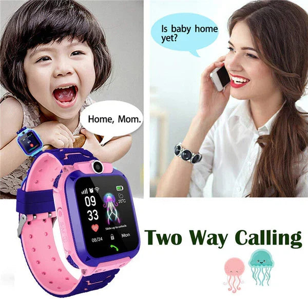 Bright blue kids' GPS smartwatch, a perfect gift. Child tracker with calling & safe zone function.