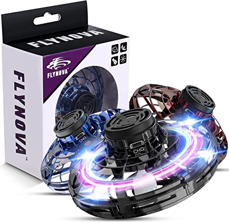 Brightly colored hand-controlled flying UFO drone, an infrared kids' toy for hours of indoor fun.