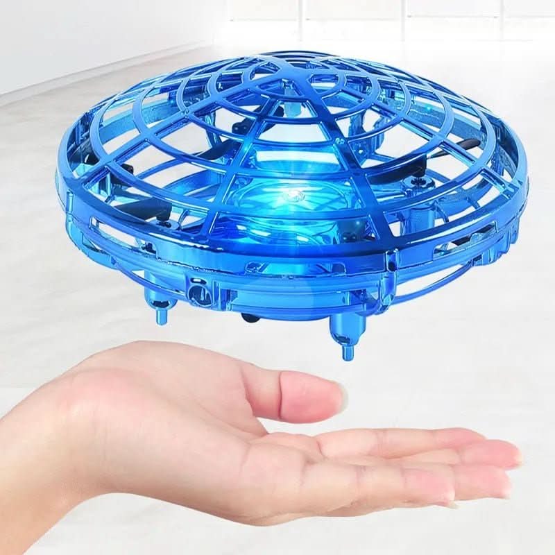 Interactive kids' hand control UFO drone toy. A fun flying gift with LED lights, USB rechargeable for indoor/outdoor.