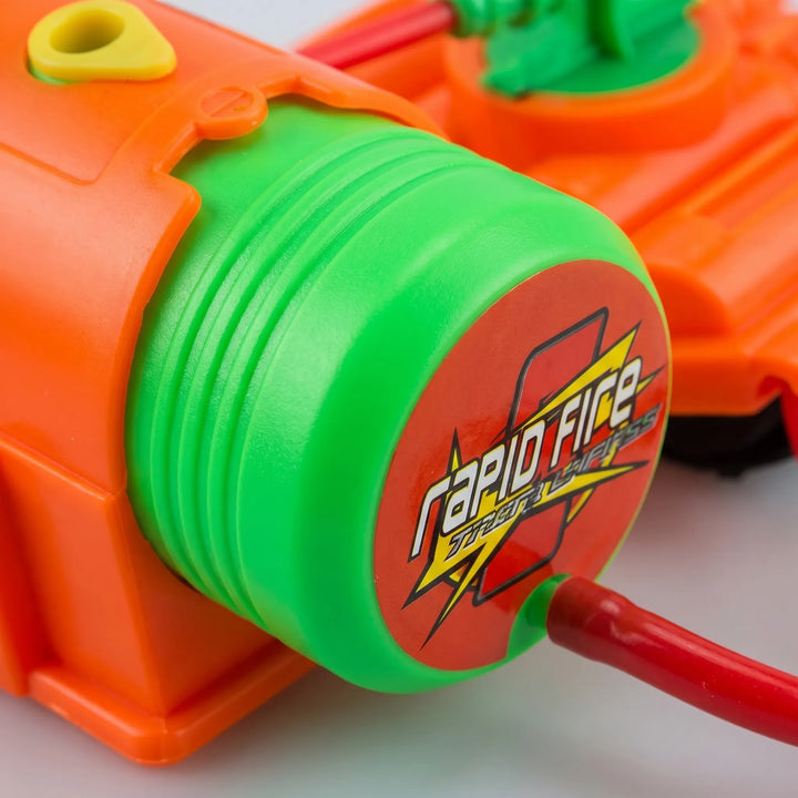 Kids' hands-free water blaster wrist toy, making summer outdoor water fights and games easy & fun.