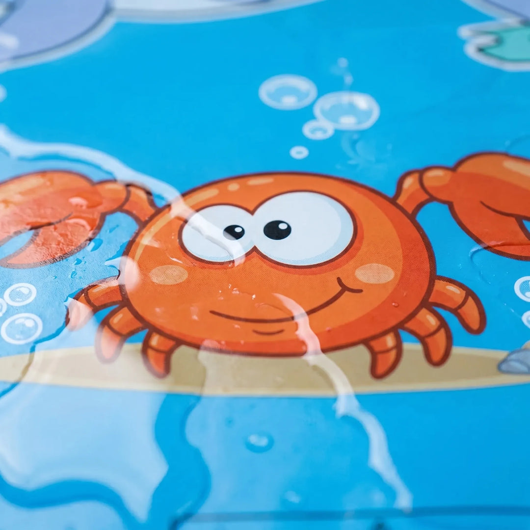 Easy-to-set-up inflatable sprinkler mat for kids; connects to garden hose for instant outdoor water fun.