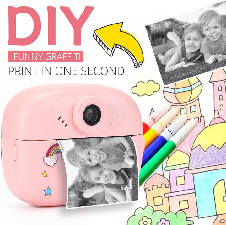 Lymora instant print camera for kids, perfect educational gift with HD video