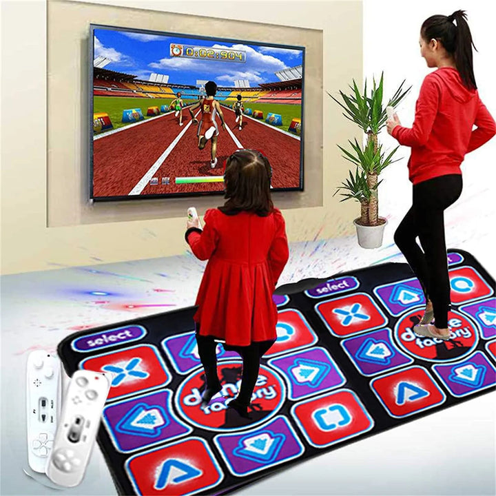 Kids' interactive double dance mat for family fun, active play, and engaging music games.