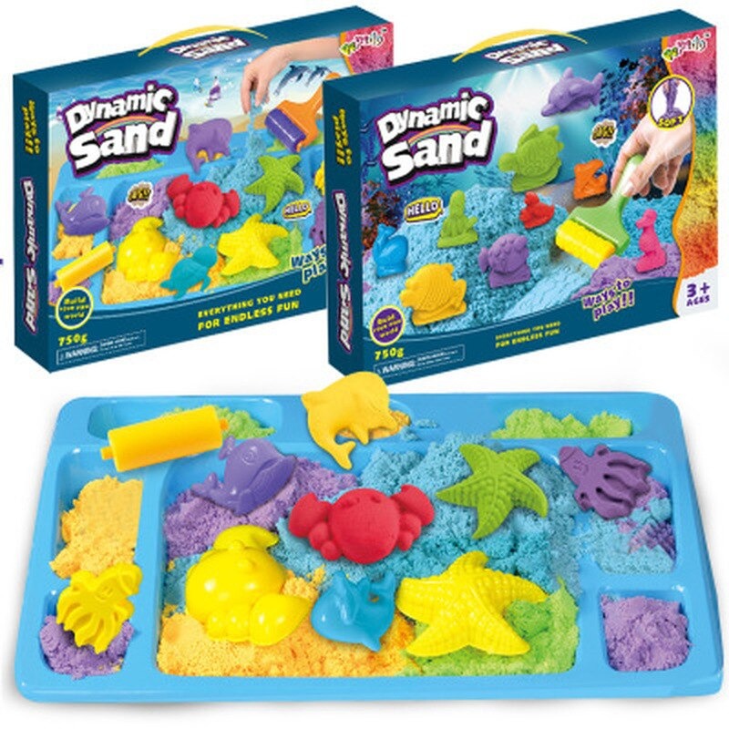 Kids' Kinetic Sand Play Set for sensory & creative fun. Includes molds & tools for imaginative play.
