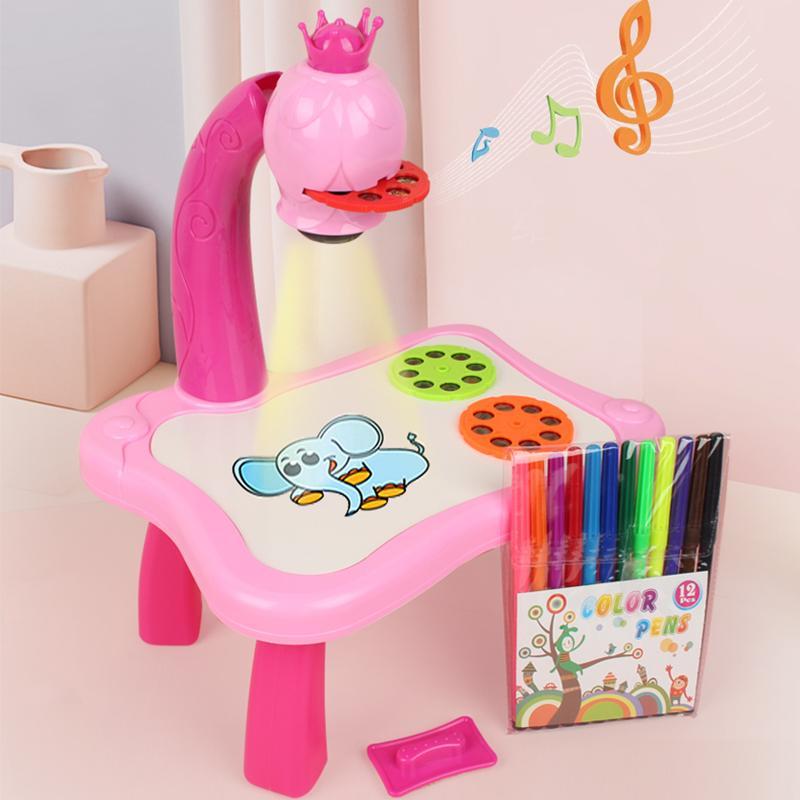 Kids' LED drawing projector with music, perfect for creative tracing & art fun. Educational toy for children.
