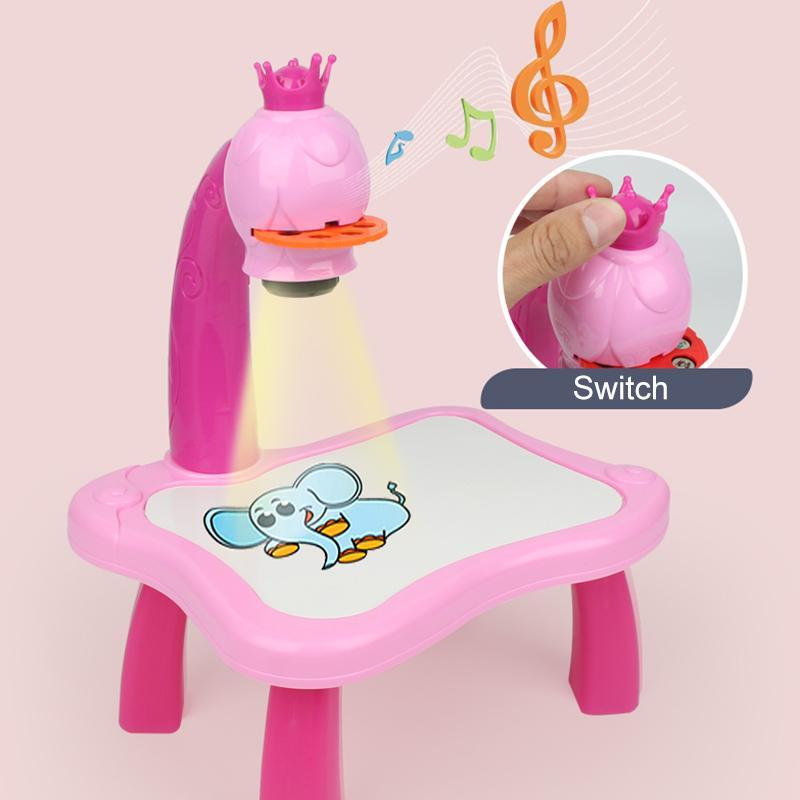 Educational LED projector for kids' drawing & art. Features music, making creative tracing fun & engaging.