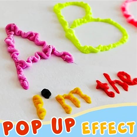 Close-up of a drawing with a puffy 3D effect made using the Magical 3D Art Pens, great for kids' crafts.