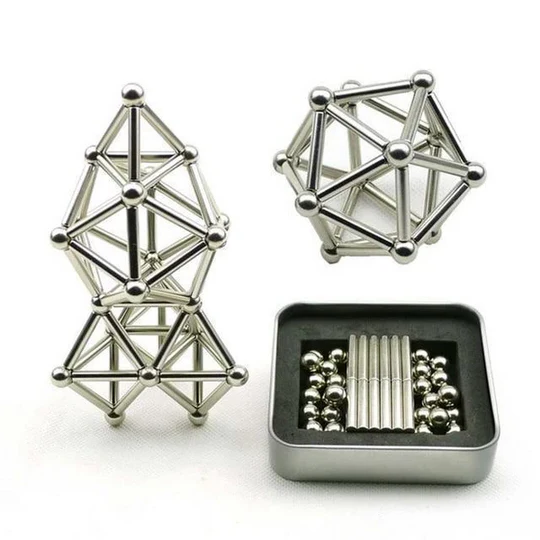 Kids' magnetic building sticks & balls set for creative STEM learning. Bright, colorful educational construction toy.