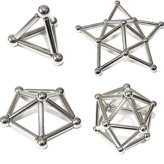 Educational magnetic building toy set with sticks & balls for kids. Develops creativity, STEM skills & imagination.
