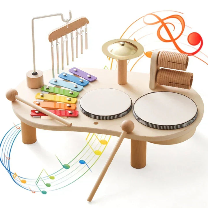 Colorful MelodyMaker Creative Music Station with multiple instruments for kids, promoting early learning & creative musical play.