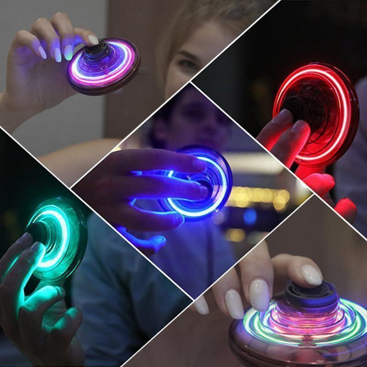 Compact kids' flying drone, a rechargeable mini helicopter toy with LED lights.