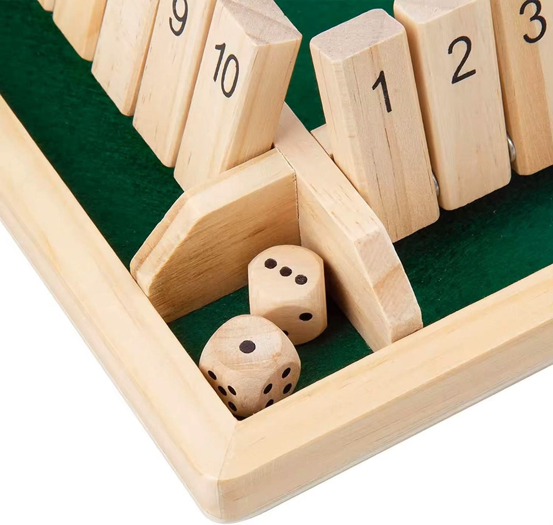 Children's Montessori wooden dice game. Interactive learning toy for number recognition, math & logic development.