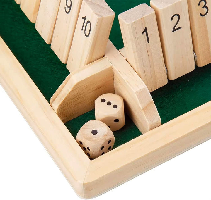 Children's Montessori wooden dice game. Interactive learning toy for number recognition, math & logic development.
