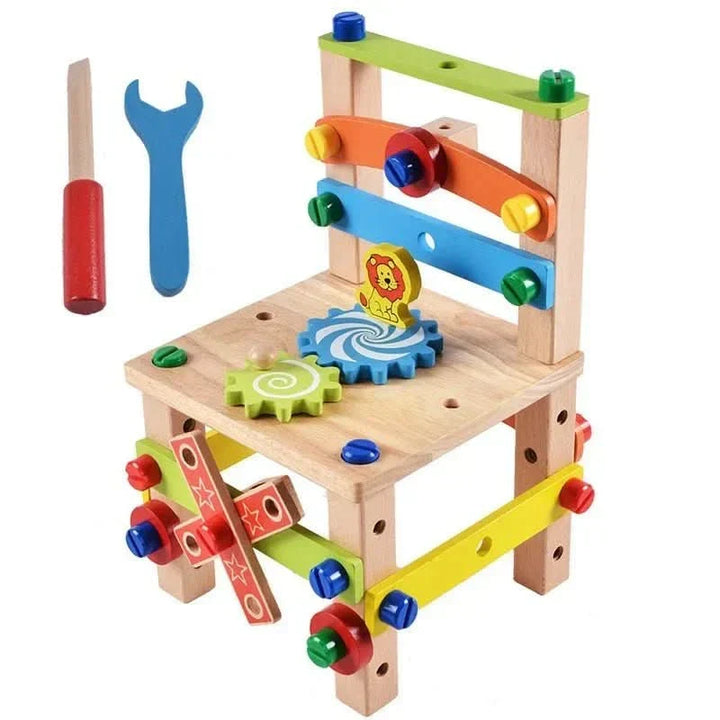 Early learning wooden tool set for toddlers, enhancing fine motor skills, creativity & Montessori pretend play.