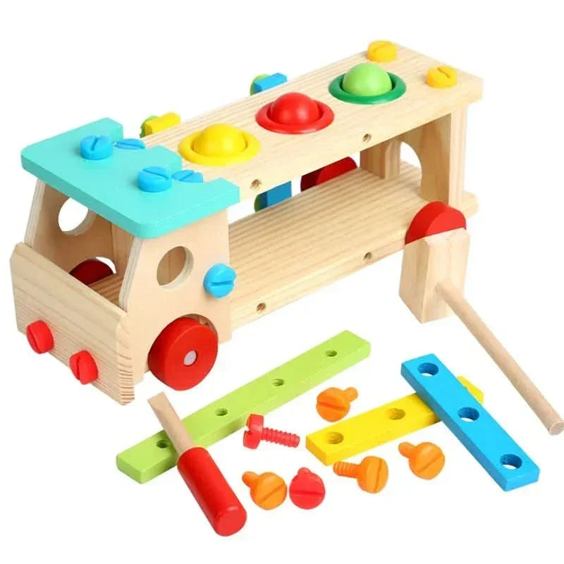 Children's gift: Montessori wooden tool kit for hands-on learning, motor skills development & imaginative play.