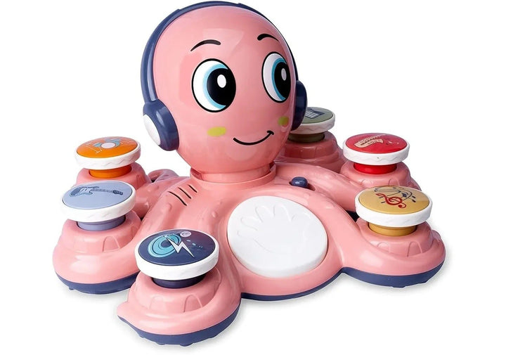 Interactive blue octopus musical toy, engaging children in early development and sensory exploration.