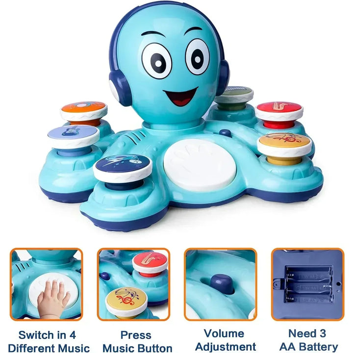 Pink musical octopus dance toy, an educational and interactive gift for young children's play.