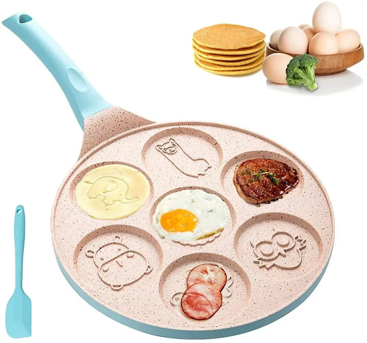Kids' non-stick animal shape pancake pan for fun breakfast cooking. Easy clean kitchenware for family meals.
