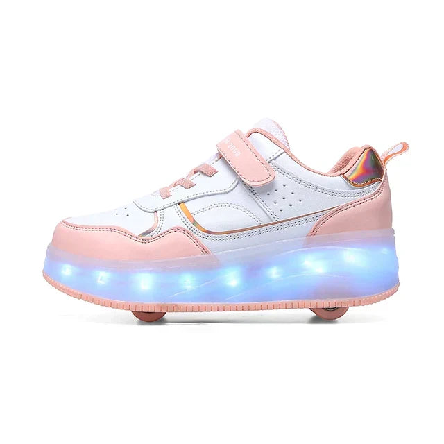 Kids' orthopedic LED roller sneakers with retractable wheels & light-up sole. Fun active footwear for boys & girls.