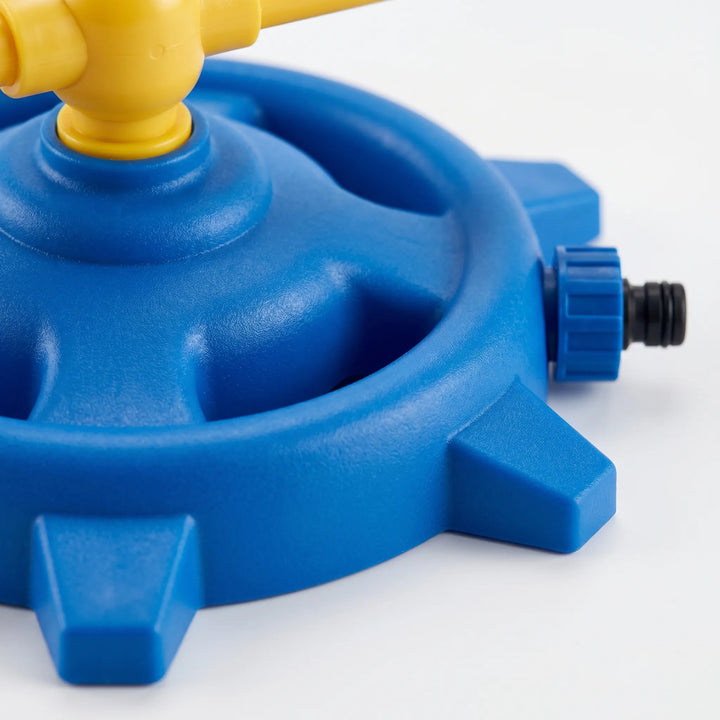 Adjustable rotating kids' water sprinkler, a fun outdoor toy for garden waterplay and summer activities.