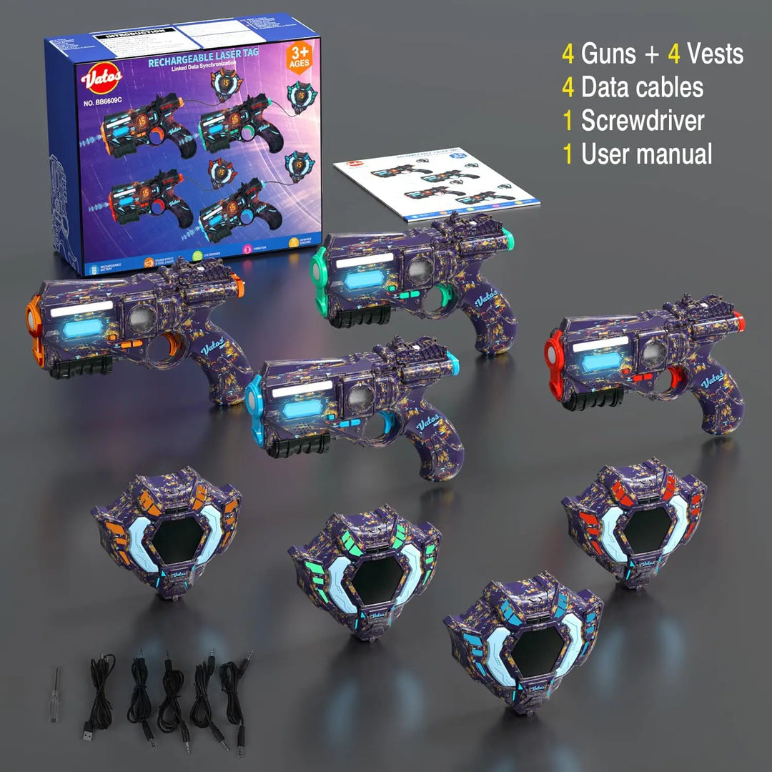 Tagonix rechargeable laser tag set for kids, featuring durable blasters & vests, perfect for outdoor team battles.
