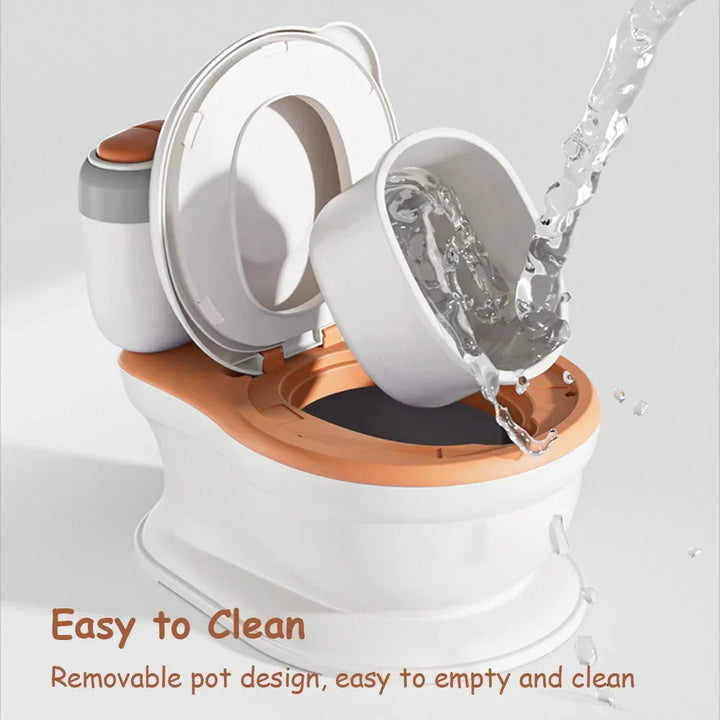 Toddler PottyPal training potty with fun music. Comfortable seat for kids. Encourages enjoyable bathroom learning.
