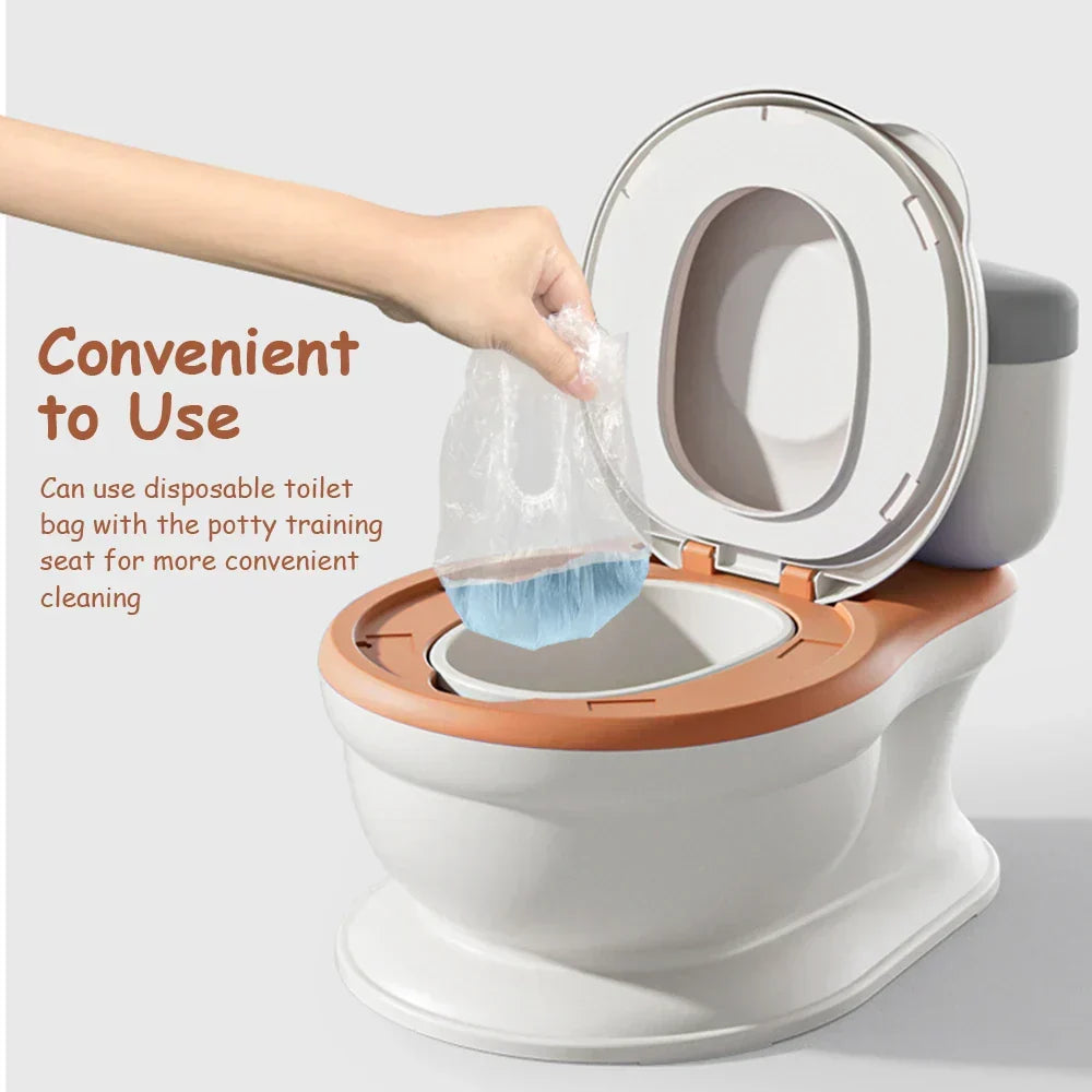 Purple kids' PottyPal training seat. Fun and comfortable child toilet. Helps toddlers achieve bathroom independence.