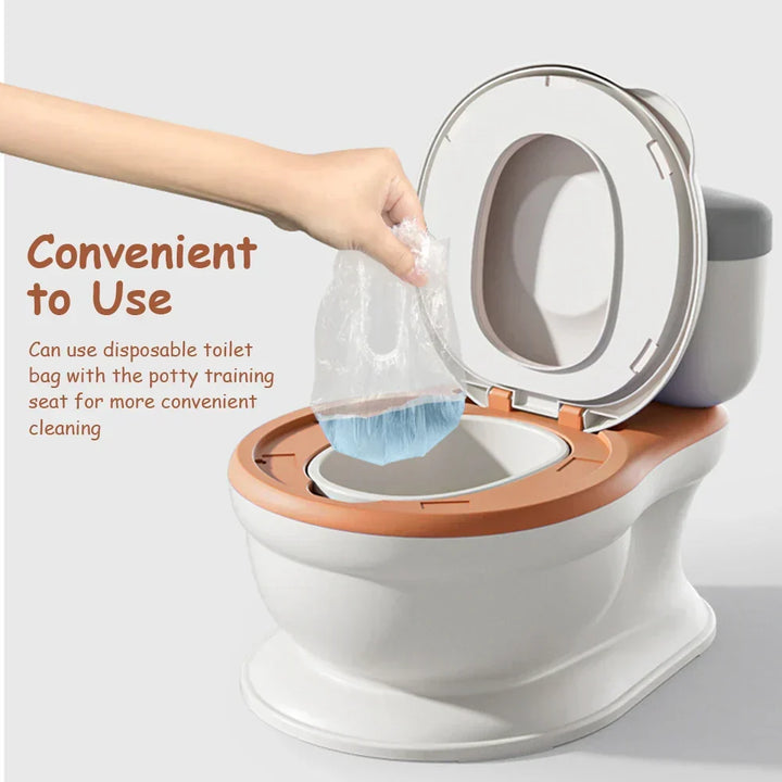 Purple kids' PottyPal training seat. Fun and comfortable child toilet. Helps toddlers achieve bathroom independence.