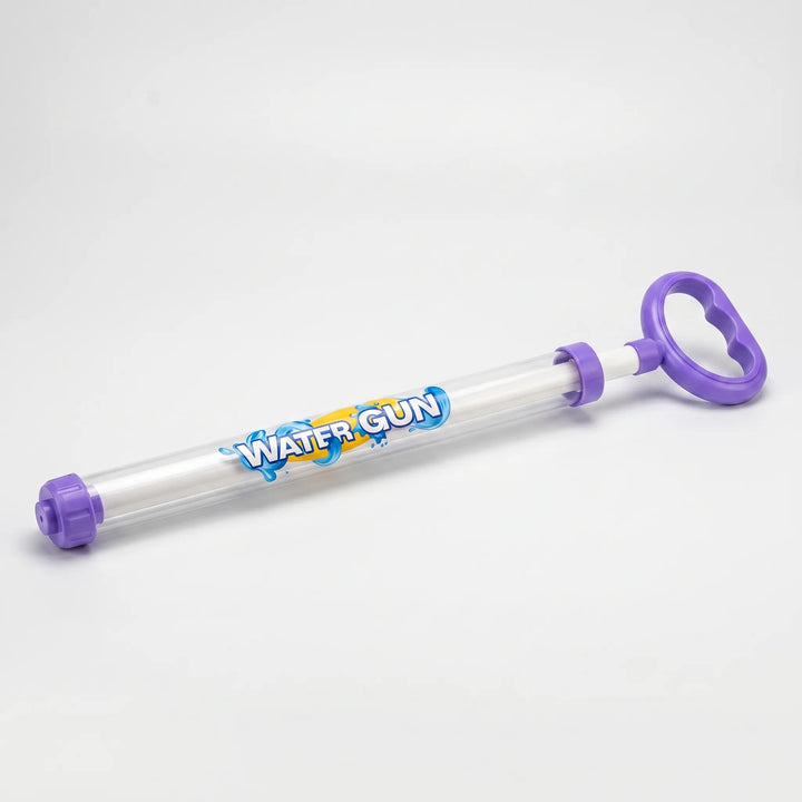 Children enjoying outdoor summer fun with vibrant pull-action water blasters, ideal for active play.
