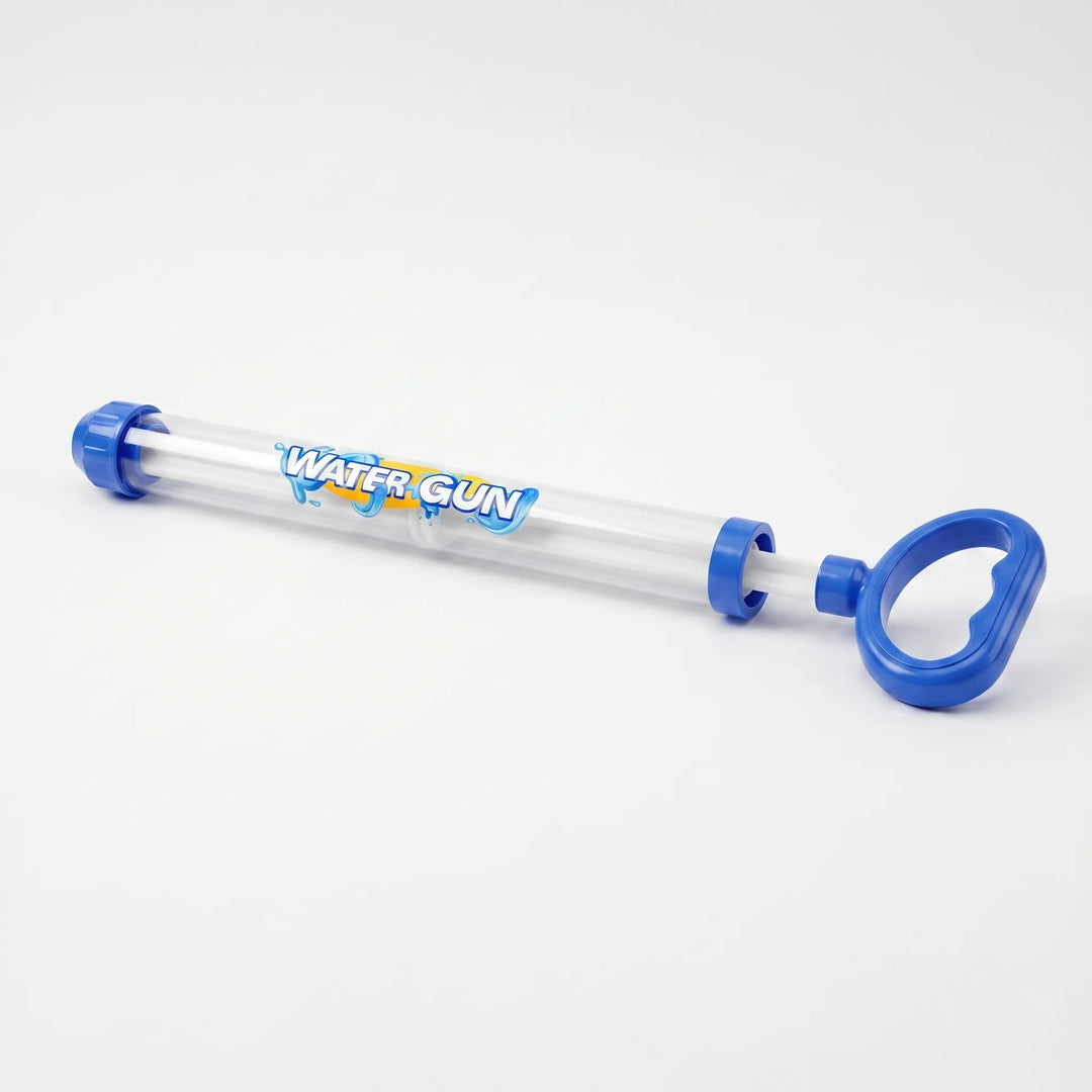Manual pull-action water blaster set for kids, ensuring splashy outdoor summer fun; great pool & beach toy.